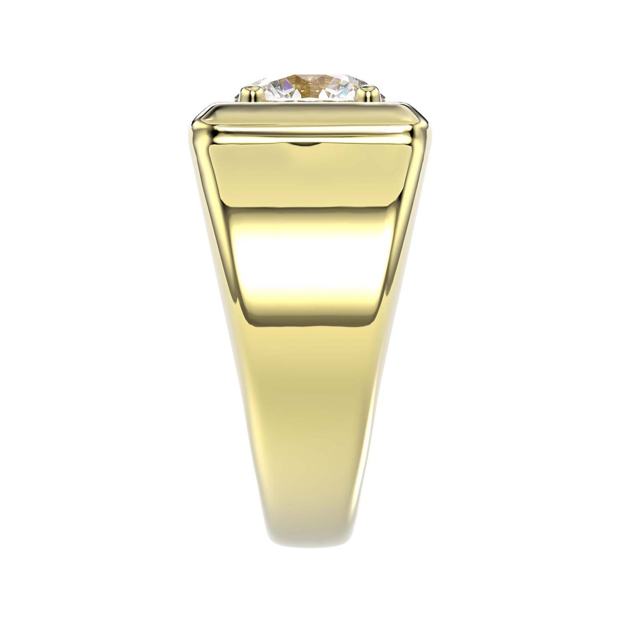 MEN'S RING 2CT ROUND DIAMOND 14K YELLOW GOLD (CENTER STONE ROUND DIAMOND 2CT )