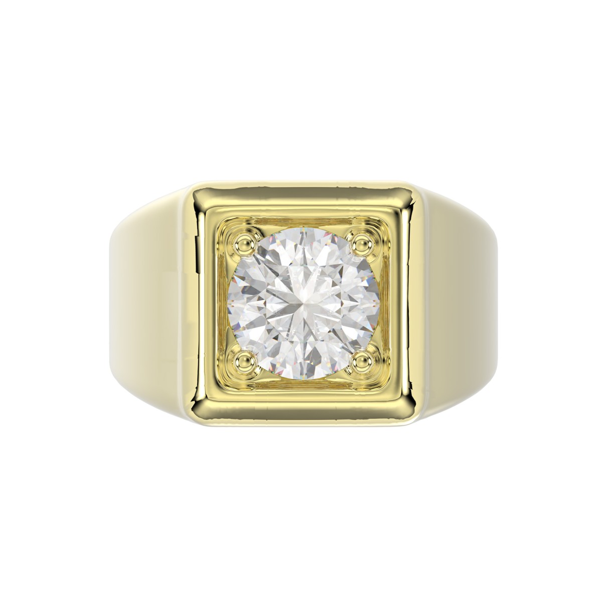 MEN'S RING 2CT ROUND DIAMOND 14K YELLOW GOLD (CENTER STONE ROUND DIAMOND 2CT )