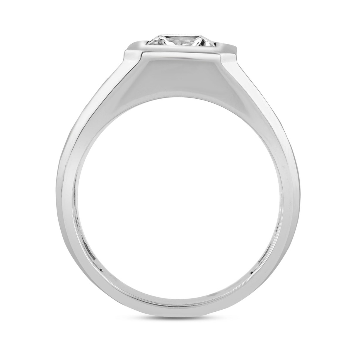 MEN'S RING 2CT PRINCESS DIAMOND 14K WHITE GOLD (CENTER STONE PRINCESS DIAMOND 2CT )