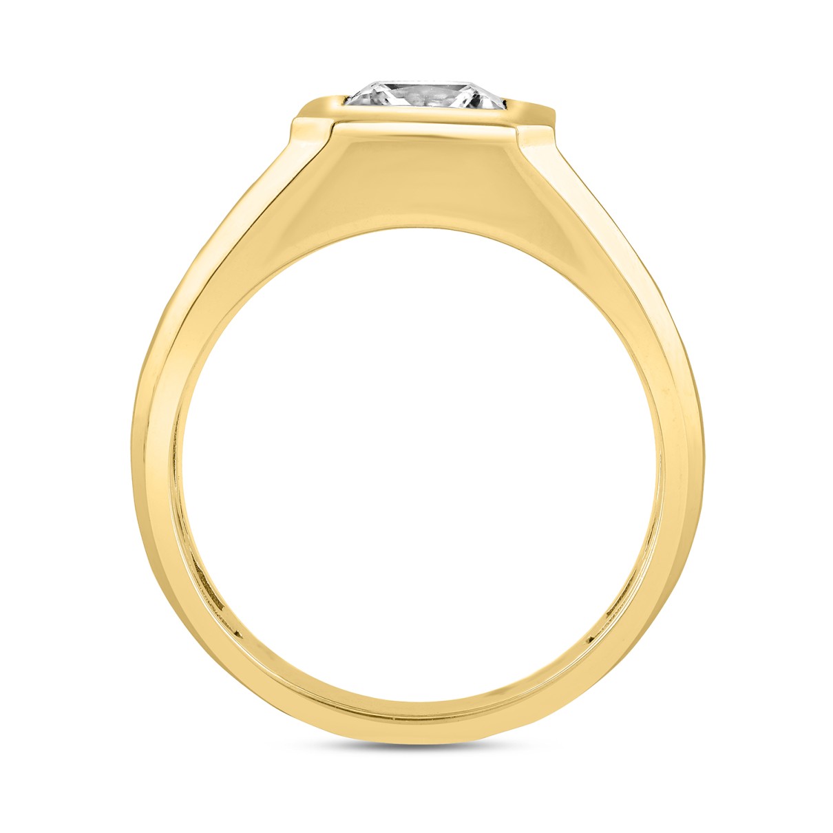 MEN'S RING 2CT PRINCESS DIAMOND 14K YELLOW GOLD (CENTER STONE PRINCESS DIAMOND 2CT )