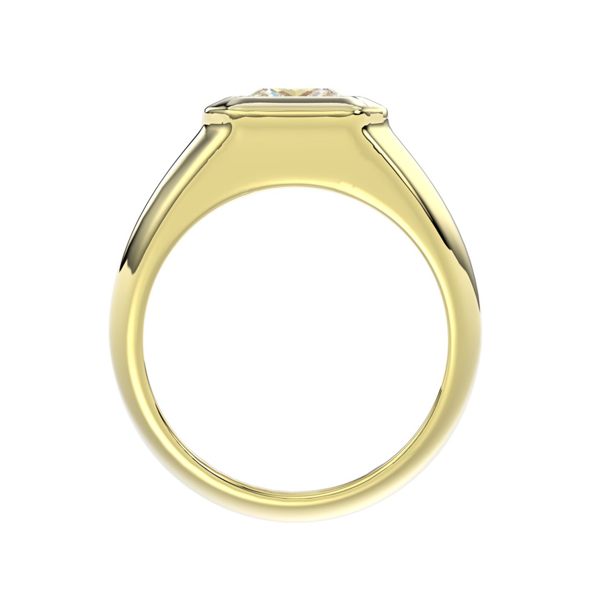 MEN'S RING 2CT PRINCESS DIAMOND 14K YELLOW GOLD (CENTER STONE PRINCESS DIAMOND 2CT )