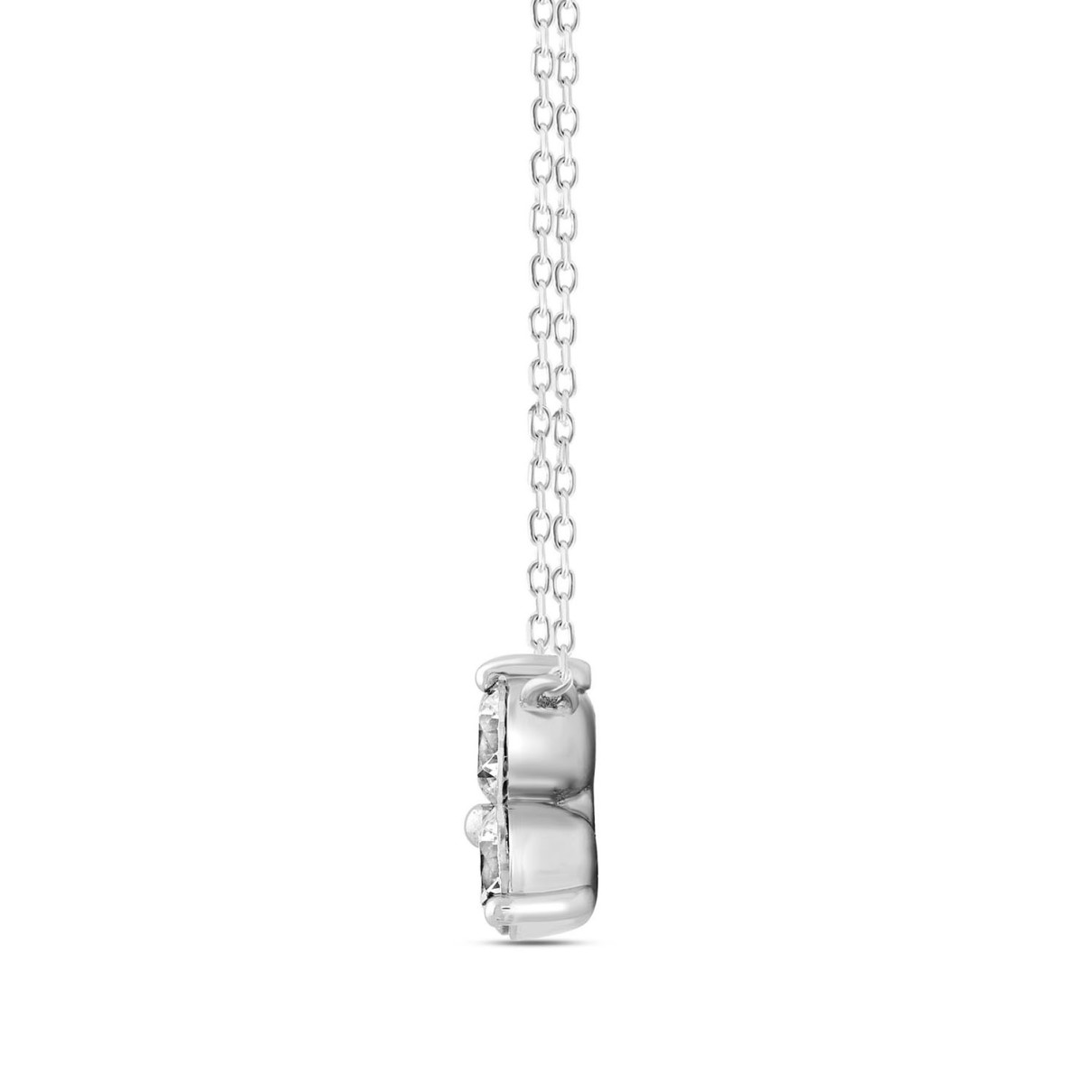 LADIES NECKLACE 1CT ROUND DIAMOND 14K WHITE GOLD WITH CHAIN 