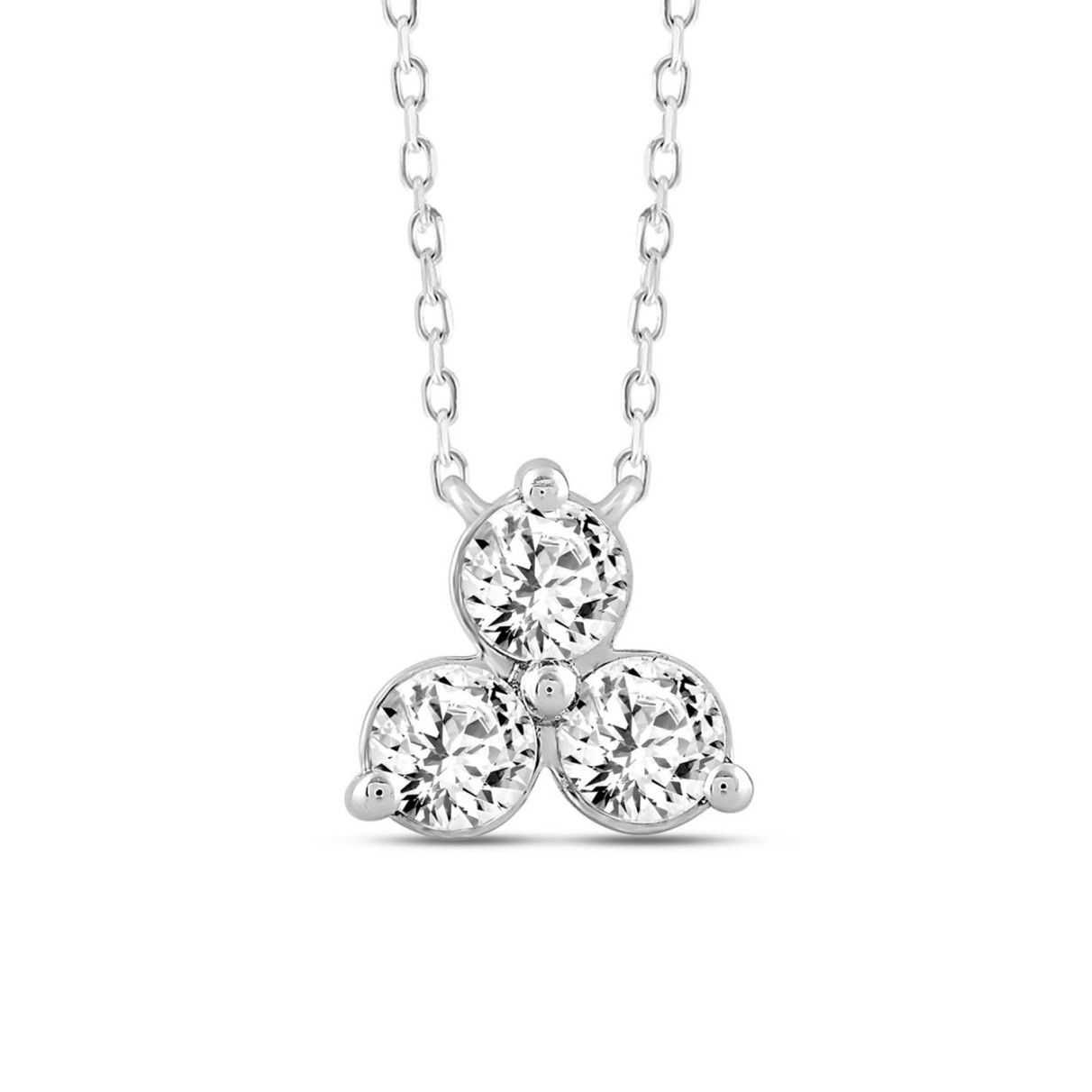 LADIES NECKLACE 1CT ROUND DIAMOND 14K WHITE GOLD WITH CHAIN 