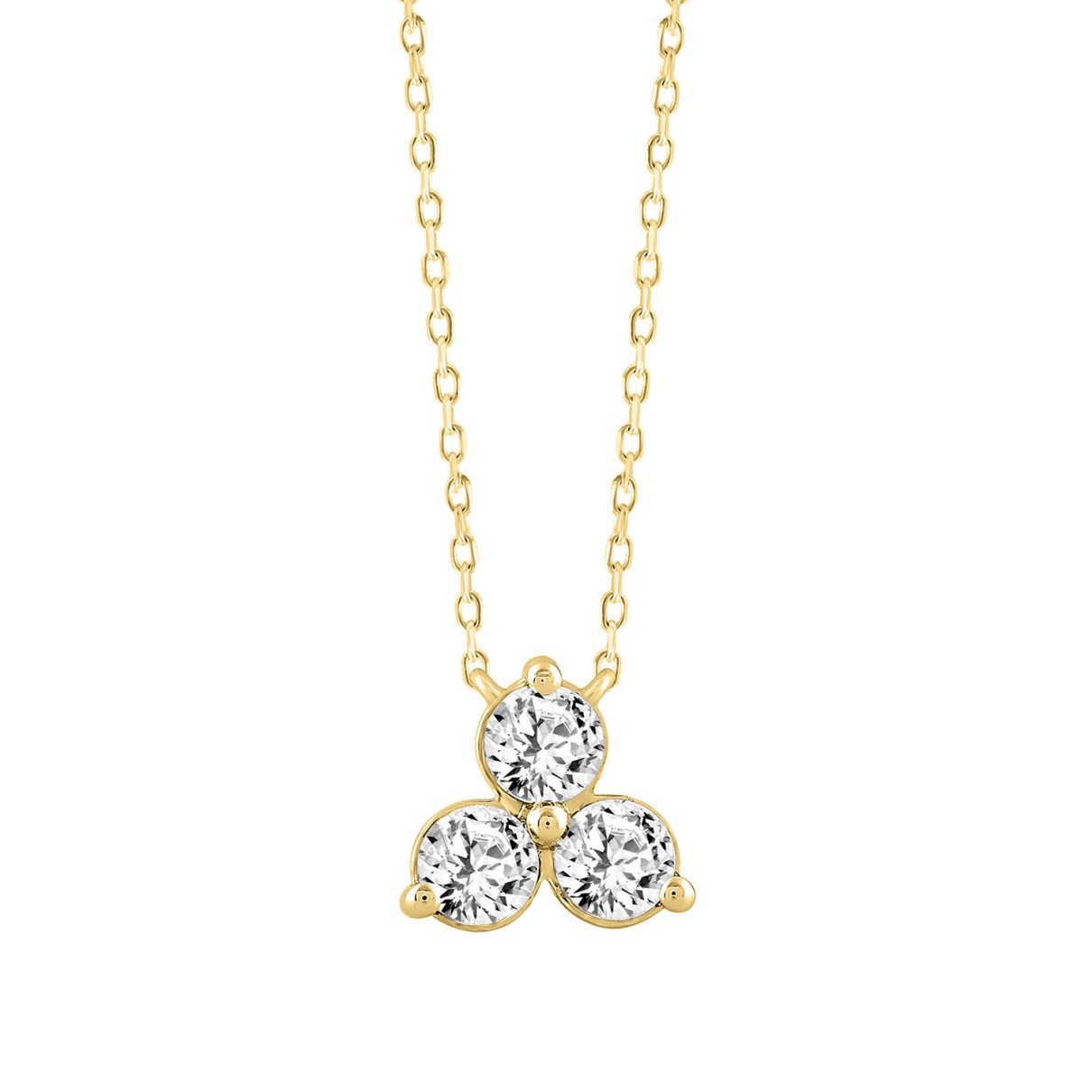 LADIES NECKLACE 1CT ROUND DIAMOND 14K YELLOW GOLD WITH CHAIN 