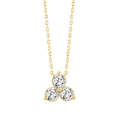 LADIES NECKLACE 1CT ROUND DIAMOND 14K YELLOW GOLD WITH CHAIN 