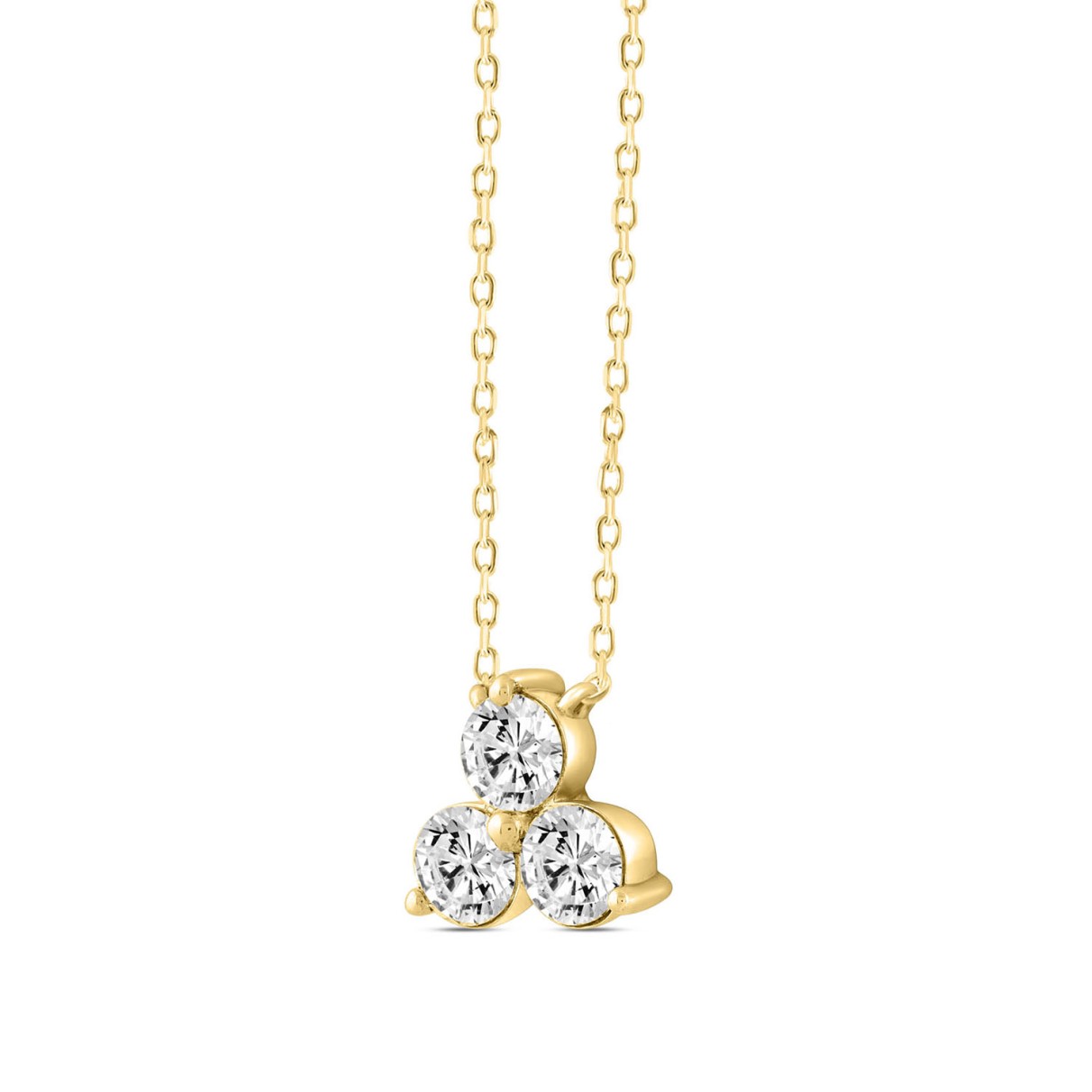 LADIES NECKLACE 1CT ROUND DIAMOND 14K YELLOW GOLD WITH CHAIN 