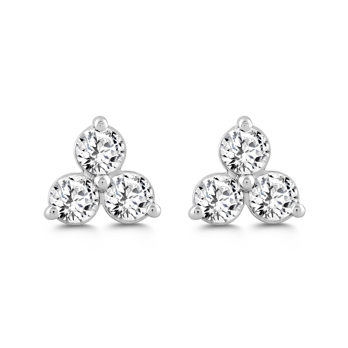 LADIES EARRINGS 1CT ROUND DIAMOND 14K WHITE GOLD ...