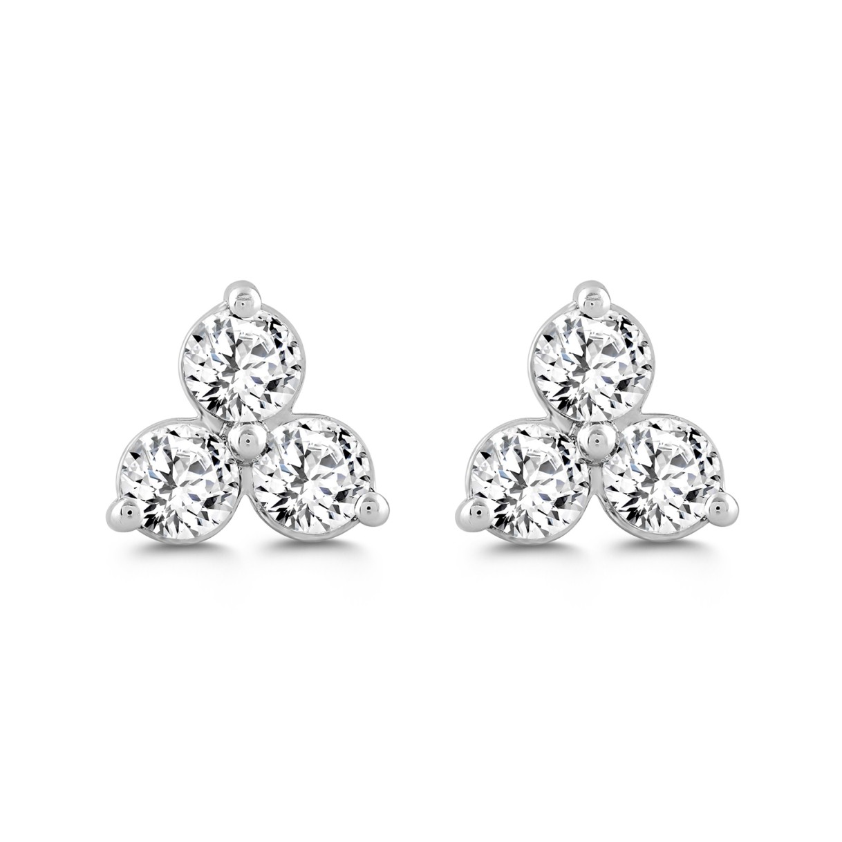 LADIES EARRINGS 1CT ROUND DIAMOND 14K WHITE GOLD ...