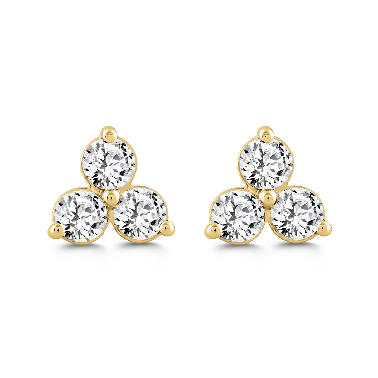 LADIES EARRINGS 1CT ROUND DIAMOND 14K YELLOW GOLD ...