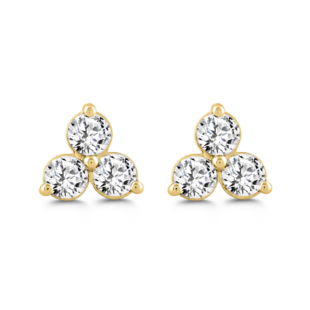 LADIES EARRINGS 1CT ROUND DIAMOND 14K YELLOW GOLD ...