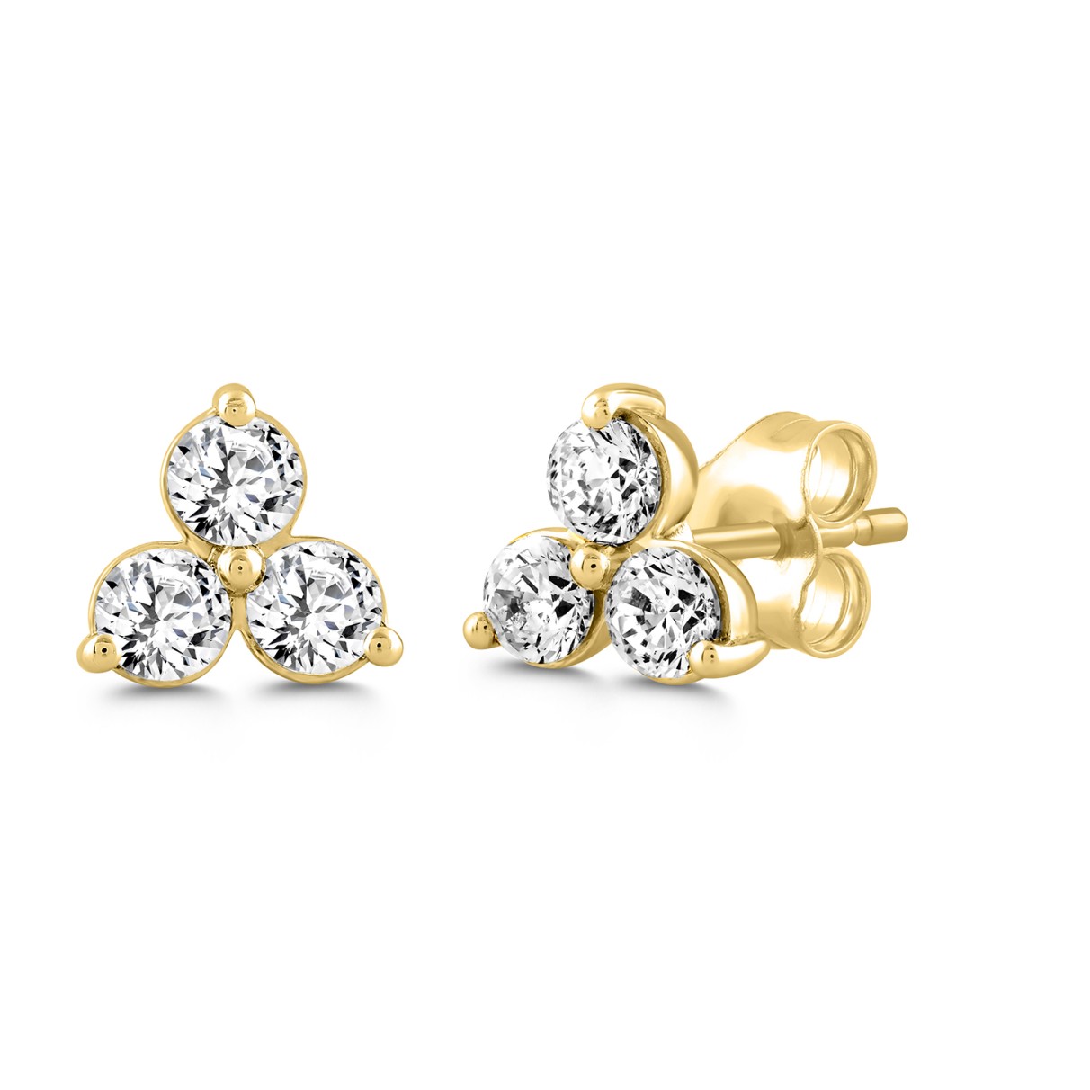 LADIES EARRINGS 1CT ROUND DIAMOND 14K YELLOW GOLD 