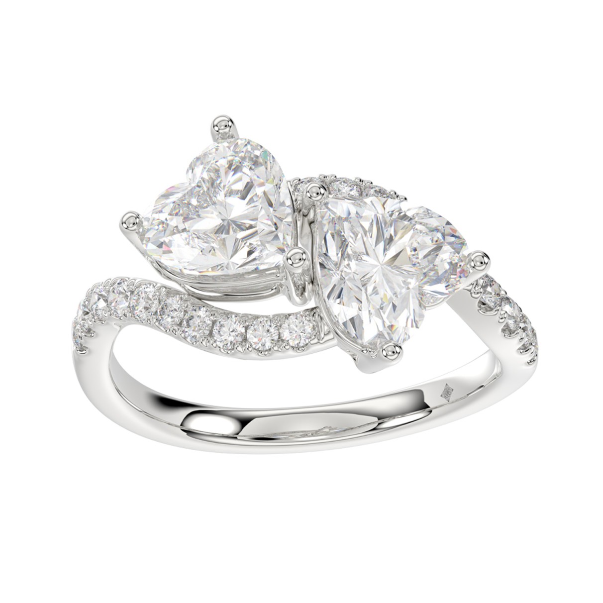 LADIES RING 3/4CT ROUND/HEART DIAMOND 14K WHITE GO...