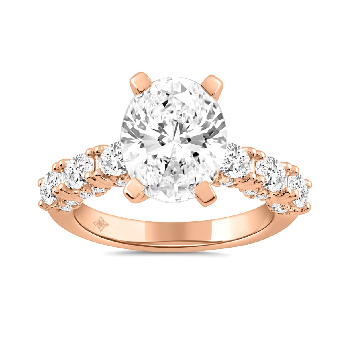 LADIES RING 4 1/2CT ROUND/OVAL DIAMOND 14K ROSE GO...