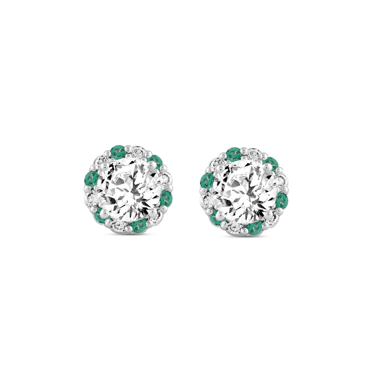 14K WHITE GOLD 2 1/2CT ROUND/ROUND GREEN DIAMOND L...