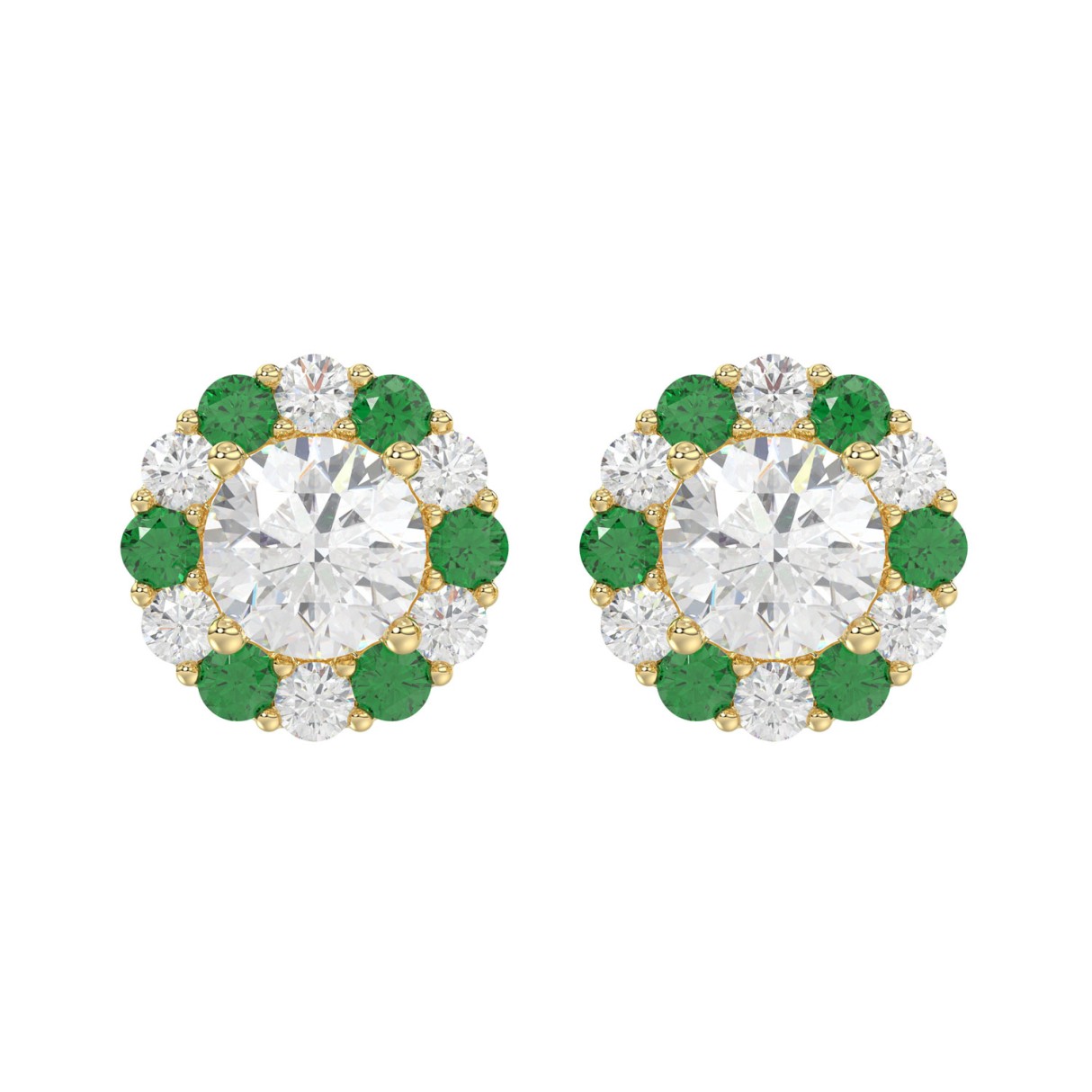 14K YELLOW GOLD 2 1/2CT ROUND/ROUND GREEN SAPPHIRE...