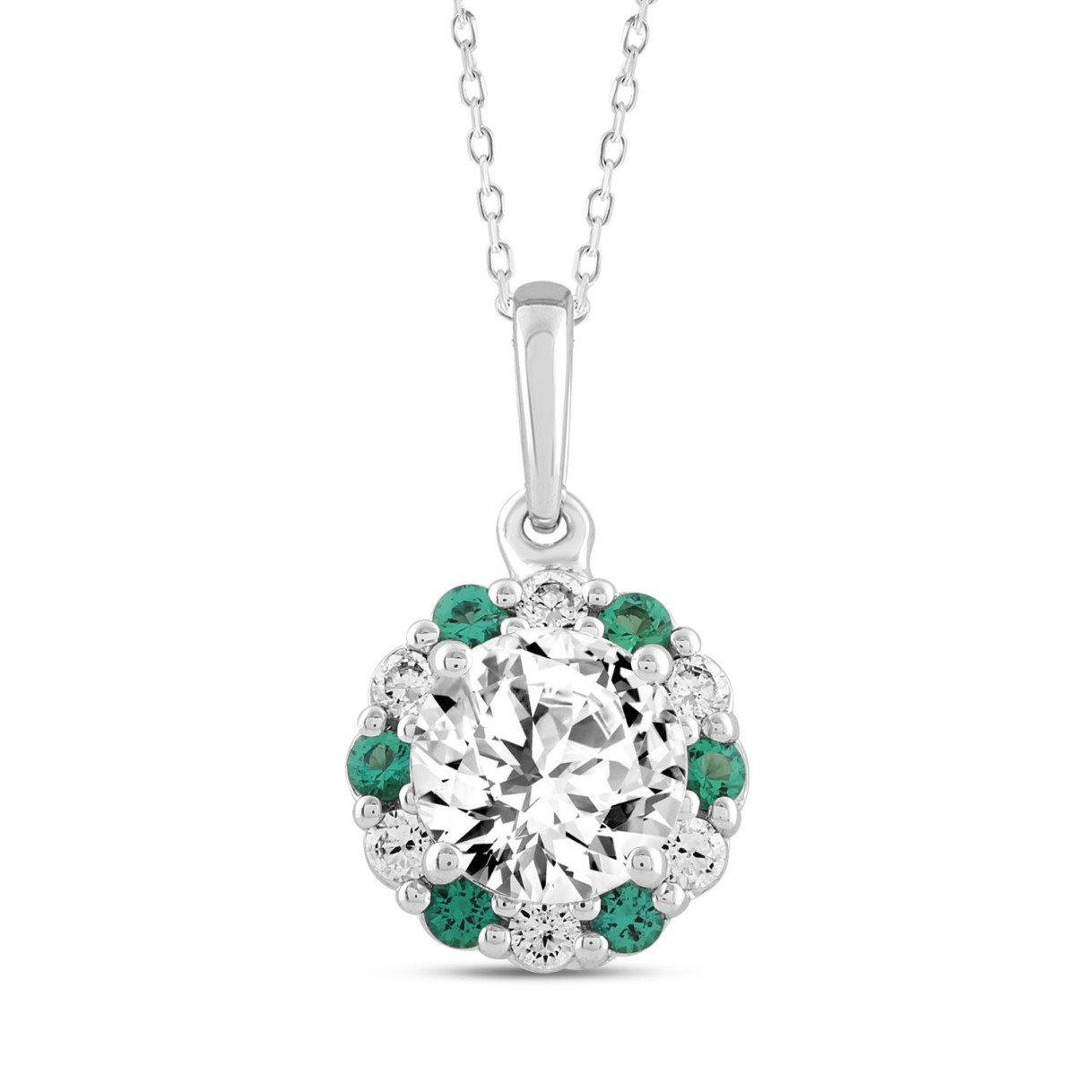 14K WHITE GOLD 1 1/4CT ROUND/GREEN DIAMOND LADIES ...