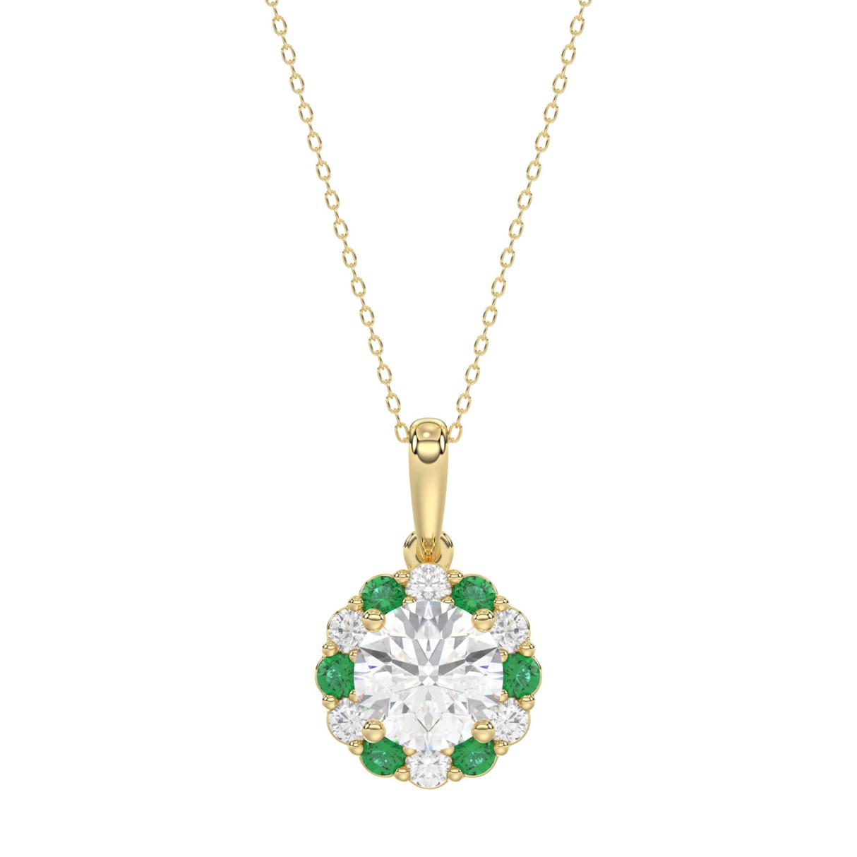 14K YELLOW GOLD 1 1/4CT ROUND/ROUND GREEN SAPPHIRE...