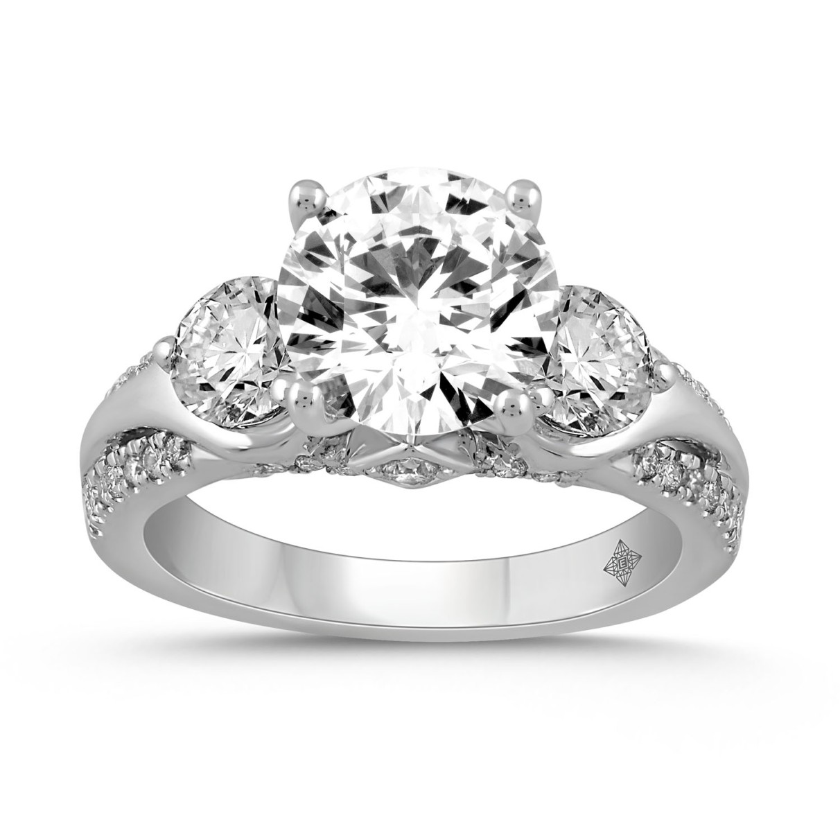 LADIES RING 3 1/3CT ROUND DIAMOND 14K WHITE GOLD (...