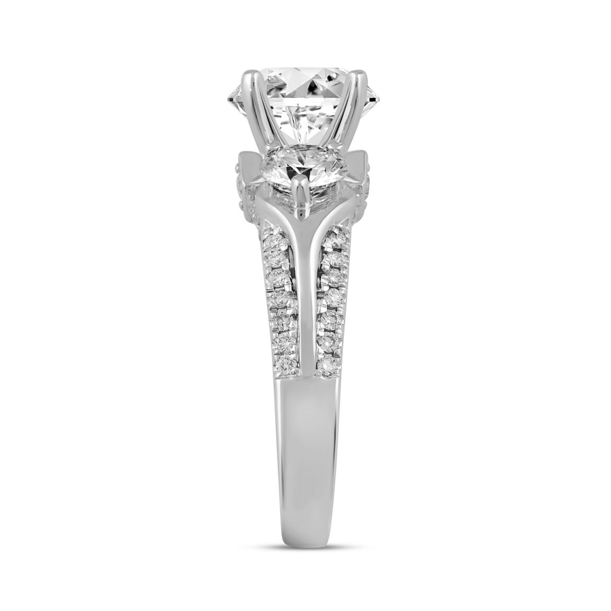 LADIES RING 3 1/3CT ROUND DIAMOND 14K WHITE GOLD (CENTER STONE ROUND DIAMOND 2CT )