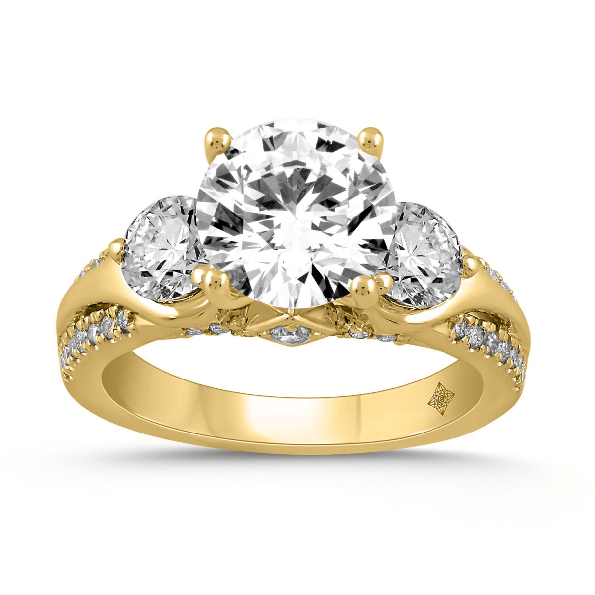 LADIES RING 3 1/3CT ROUND DIAMOND 14K YELLOW GOLD ...