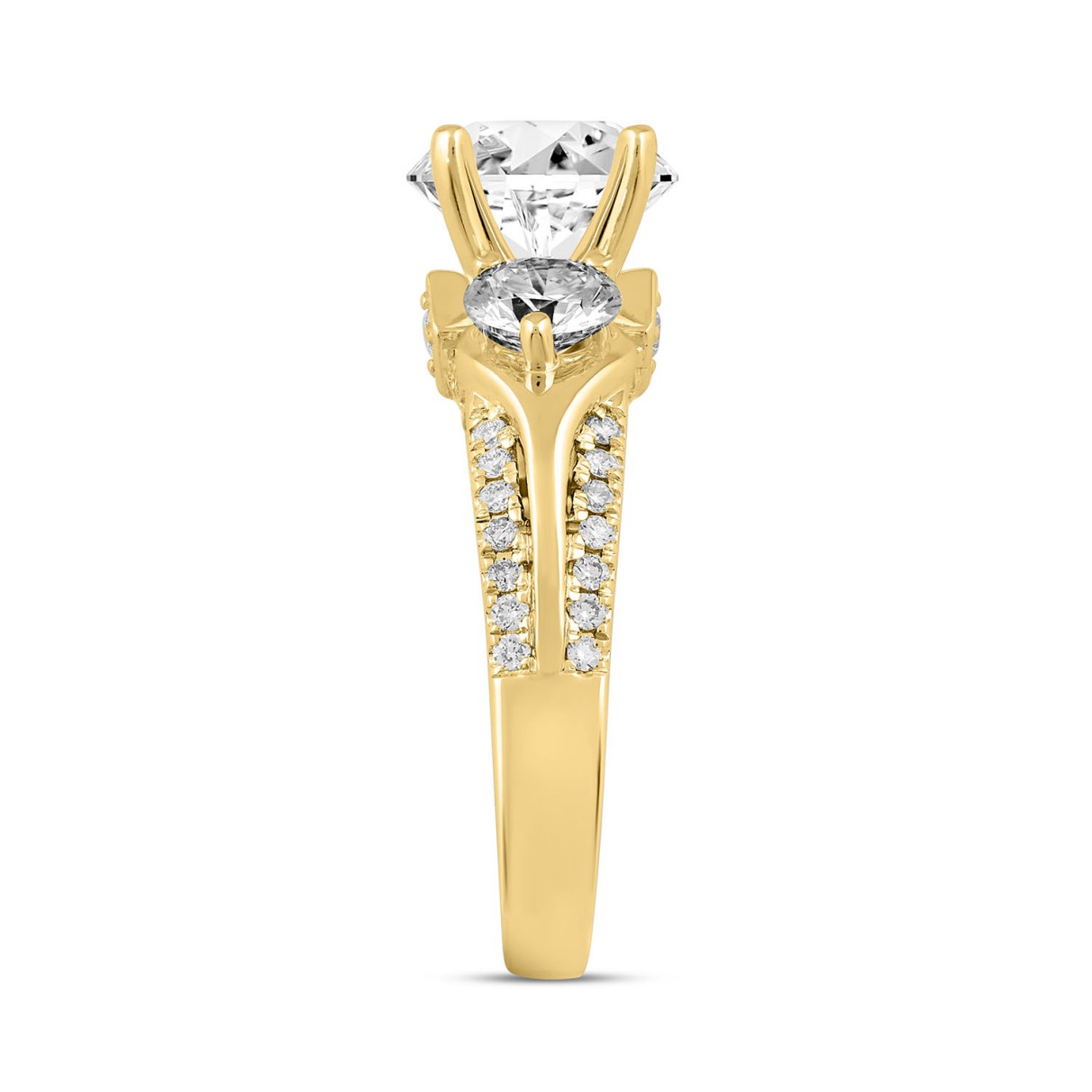 LADIES RING 3 1/3CT ROUND DIAMOND 14K YELLOW GOLD (CENTER STONE ROUND DIAMOND 2CT )