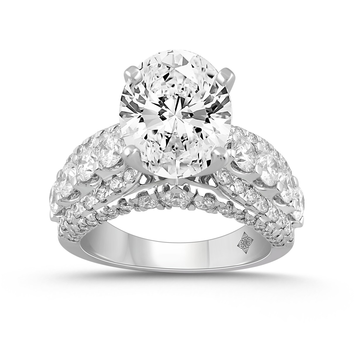 LADIES RING 6 1/4CT ROUND/OVAL DIAMOND 14K WHITE G...