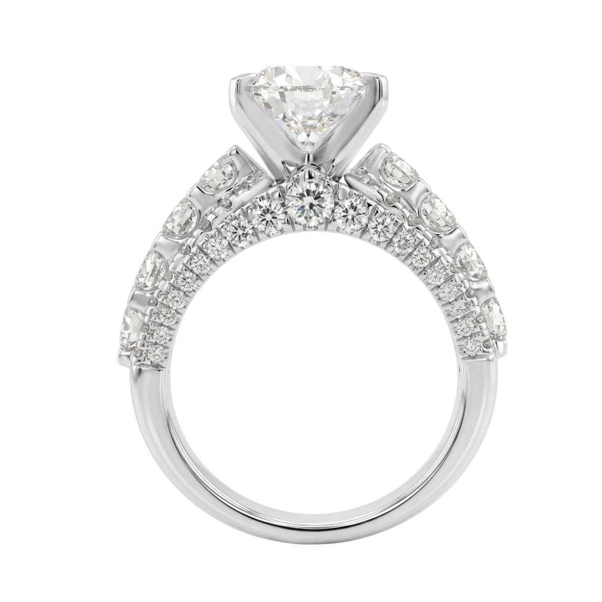 LADIES RING 5 1/4CT ROUND/ PEAR DIAMOND 14K WHITE GOLD (CENTER STONE PEAR DIAMOND 3CT )