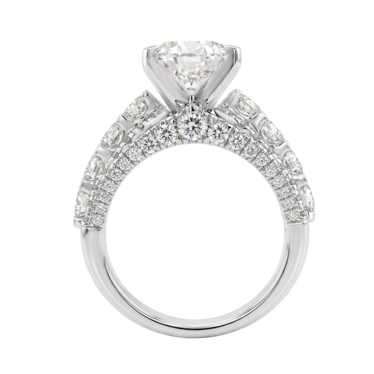 LADIES RING 5 1/4CT ROUND/ PEAR DIAMOND 14K WHITE GOLD (CENTER STONE PEAR DIAMOND 3CT )