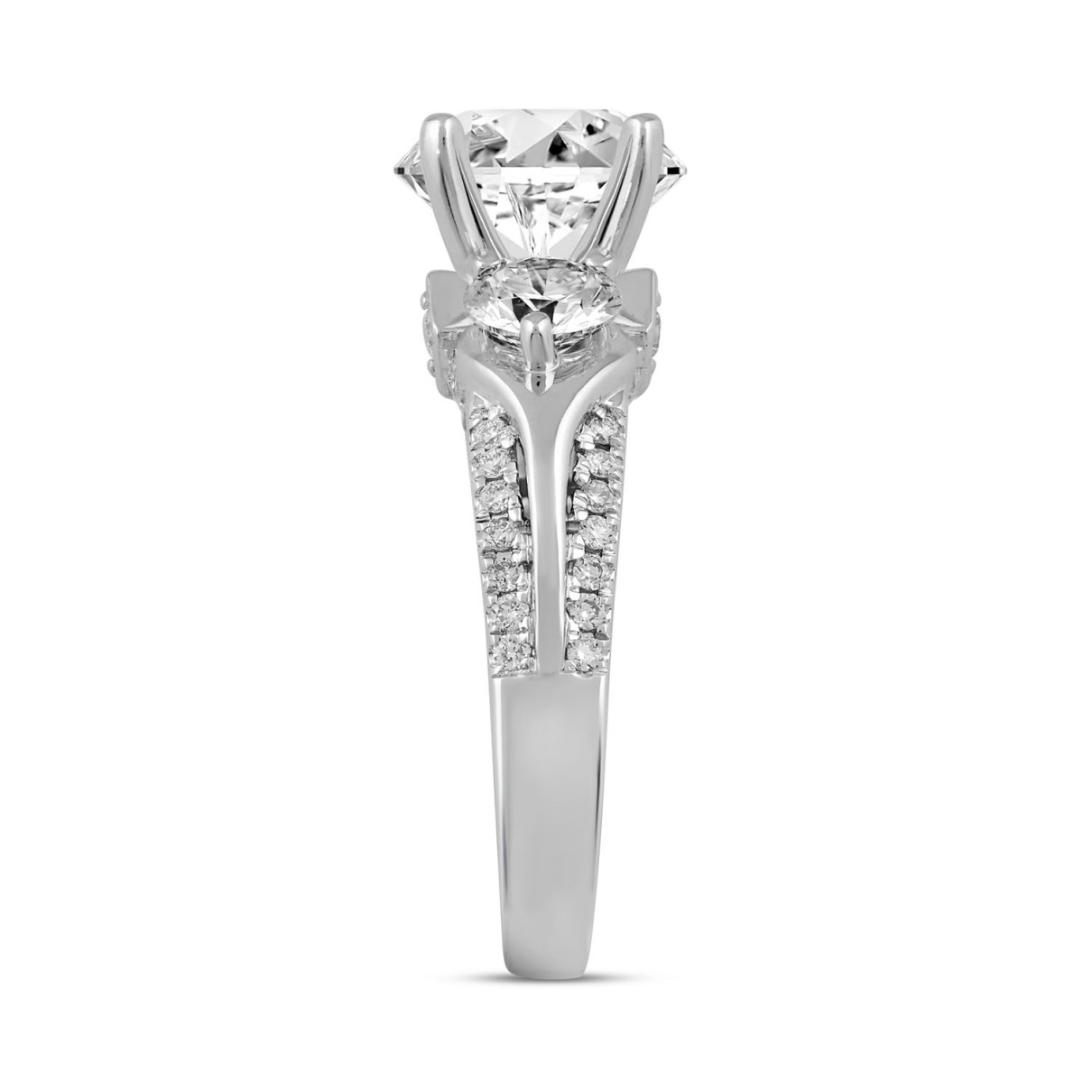 LADIES RING 4 1/3CT ROUND DIAMOND 14K WHITE GOLD (CENTER STONE ROUND DIAMOND 3CT )