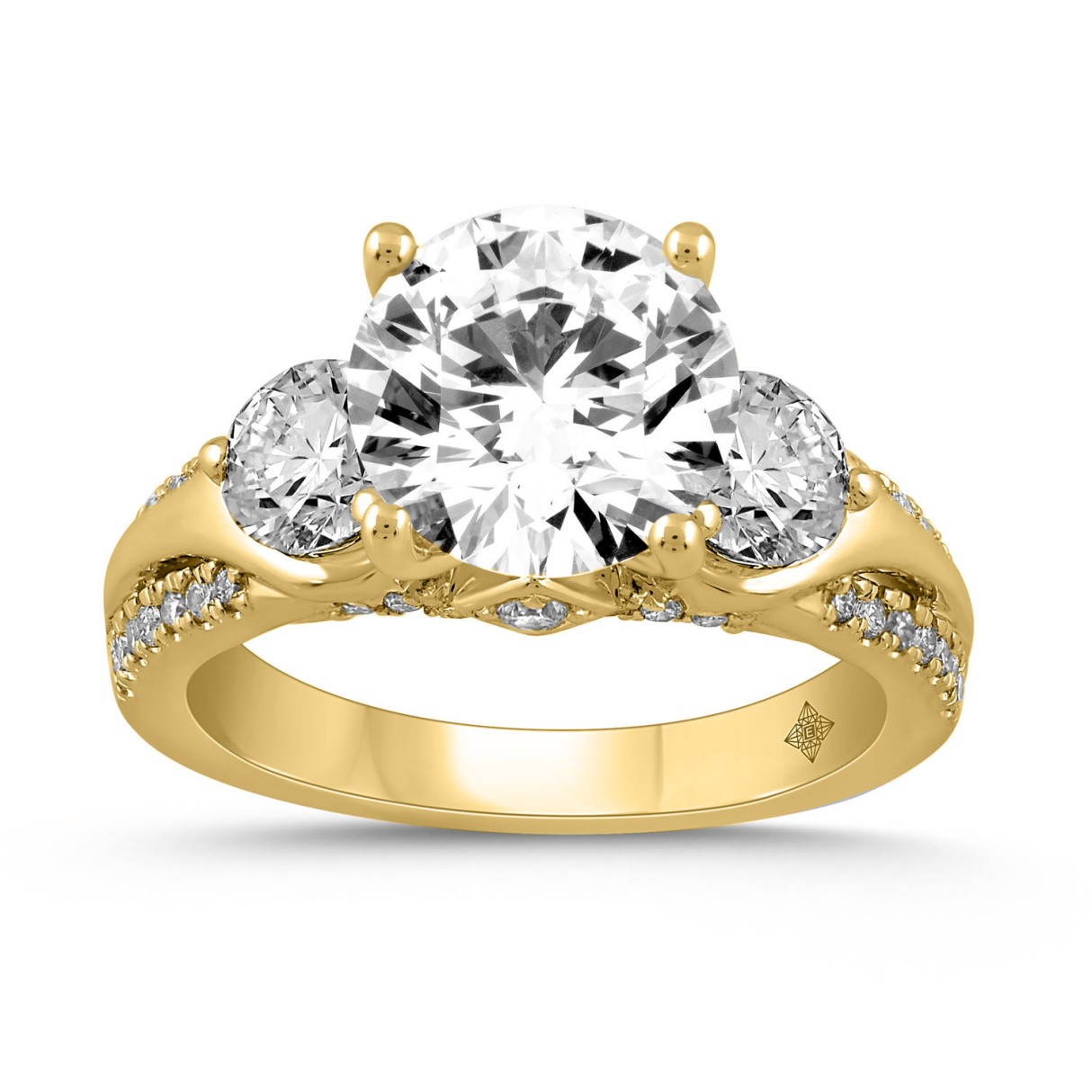 LADIES RING 4 1/3CT ROUND DIAMOND 14K YELLOW GOLD (CENTER STONE ROUND DIAMOND 3CT )