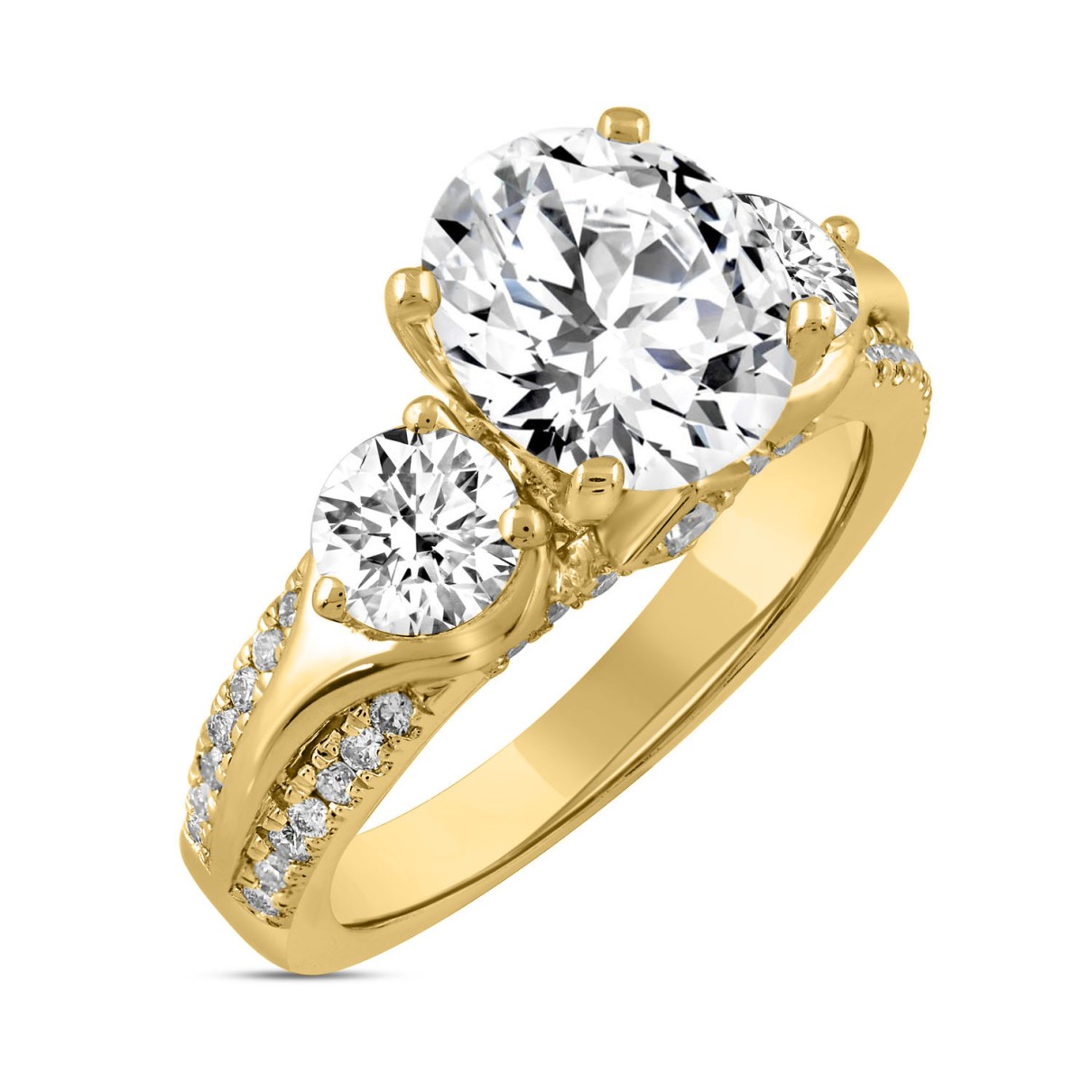 LADIES RING 4 1/3CT ROUND DIAMOND 14K YELLOW GOLD (CENTER STONE ROUND DIAMOND 3CT )