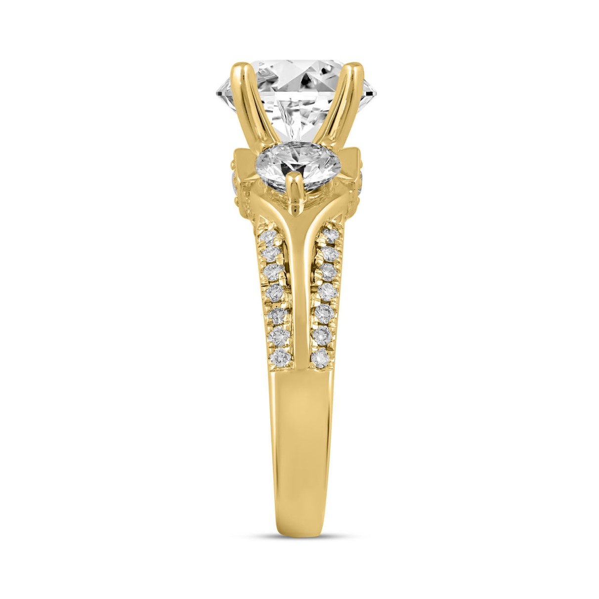 LADIES RING 4 1/3CT ROUND DIAMOND 14K YELLOW GOLD (CENTER STONE ROUND DIAMOND 3CT )