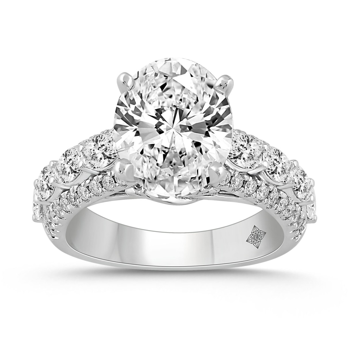 LADIES RING 4 1/4CT ROUND/OVAL DIAMOND 14K WHITE G...