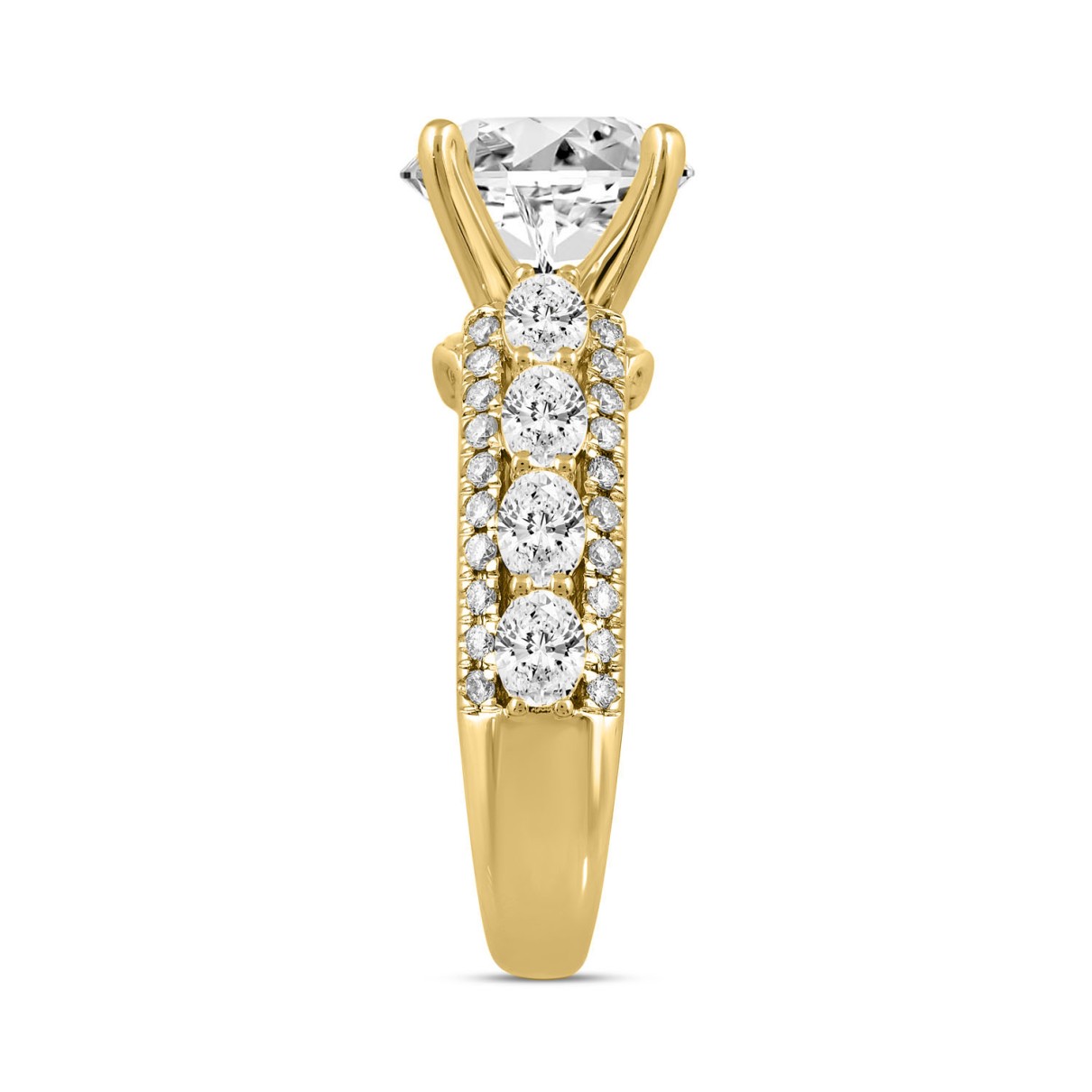 LADIES RING 4 1/4CT ROUND/OVAL DIAMOND 14K YELLOW GOLD (CENTER STONE OVAL DIAMOND 3CT )