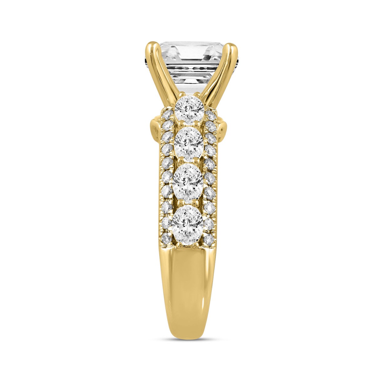 LADIES RING 5 1/4CT ROUND/CUSHION DIAMOND 14K YELLOW GOLD (CENTER STONE CUSHION DIAMOND 4CT )