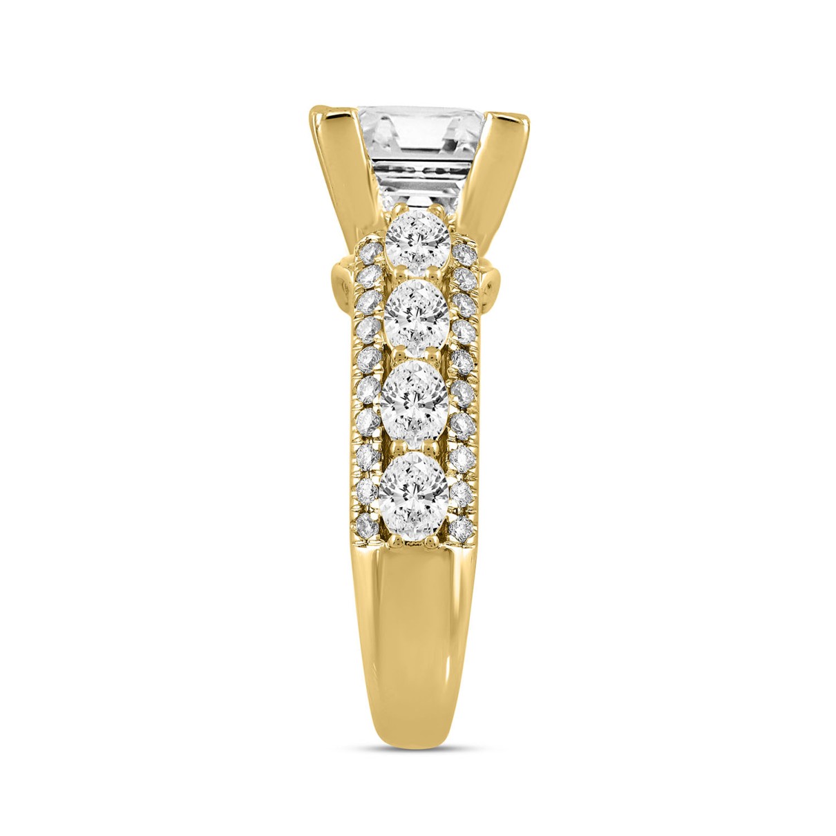 LADIES RING 6 1/4CT ROUND/PRINCESS/OVAL DIAMOND 14K YELLOW GOLD (CENTER STONE PRINCESS DIAMOND 5CT )