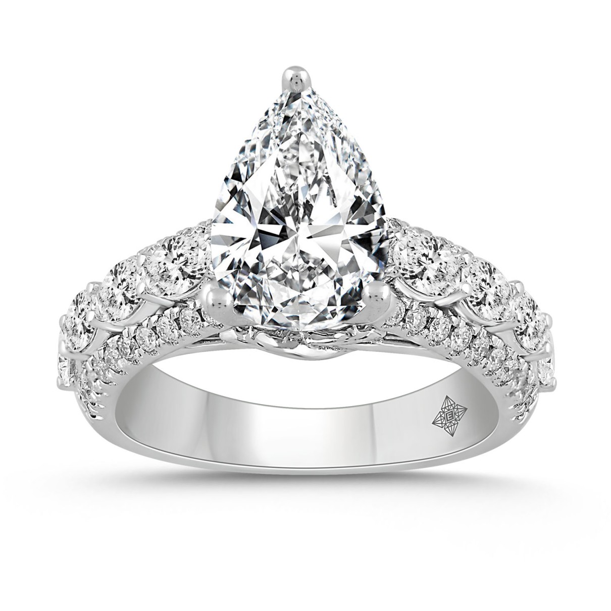 LADIES RING 4 1/4CT ROUND/PEAR/OVAL DIAMOND 14K WH...