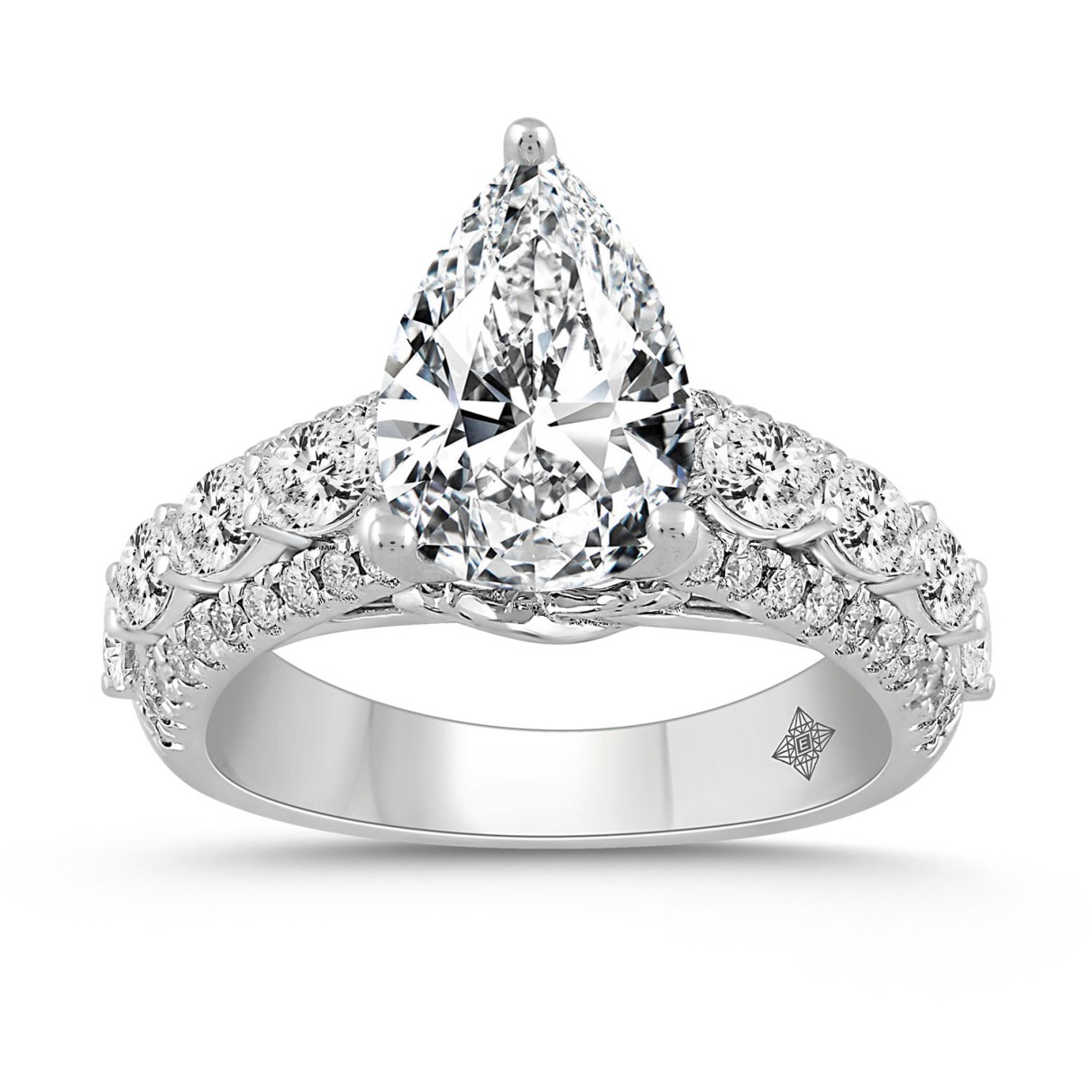 LADIES RING 4 1/4CT ROUND/PEAR/OVAL DIAMOND 14K WH...