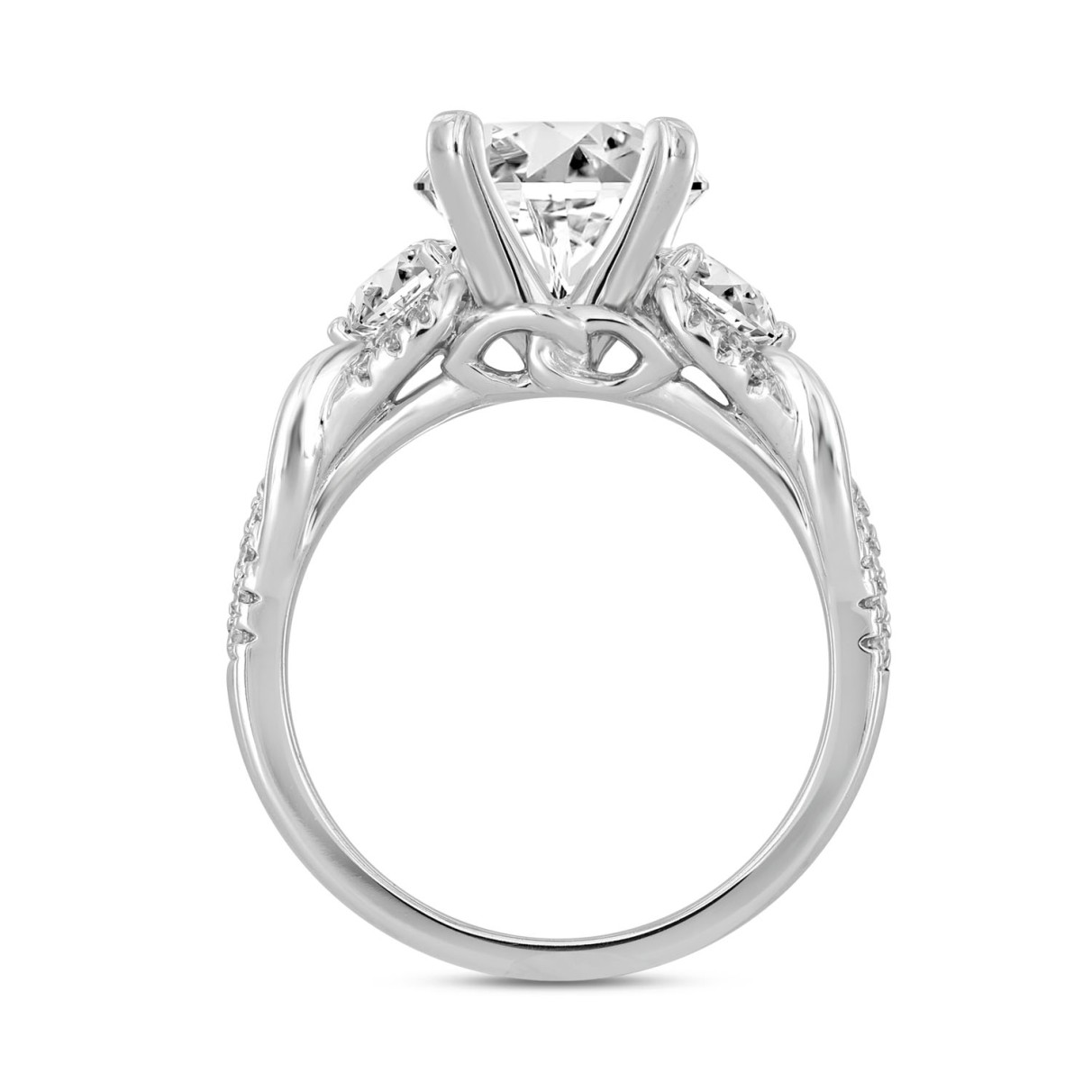 LADIES RING 4CT ROUND DIAMOND 14K WHITE GOLD (CENTER STONE ROUND DIAMOND 3CT )