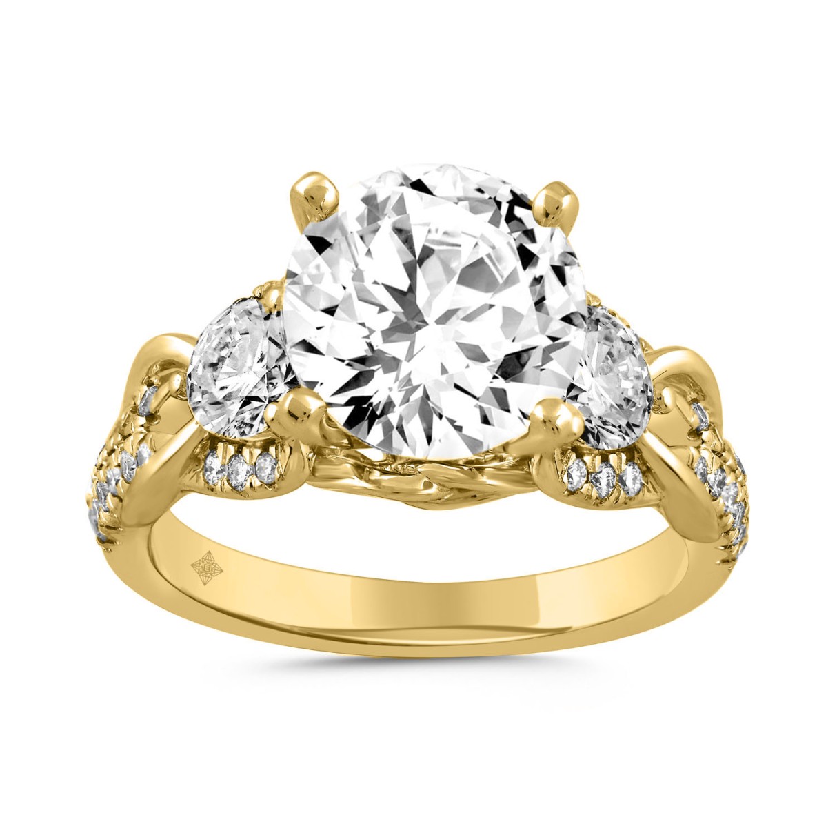 LADIES RING 4CT ROUND DIAMOND 14K YELLOW GOLD (CENTER STONE ROUND DIAMOND 3CT )