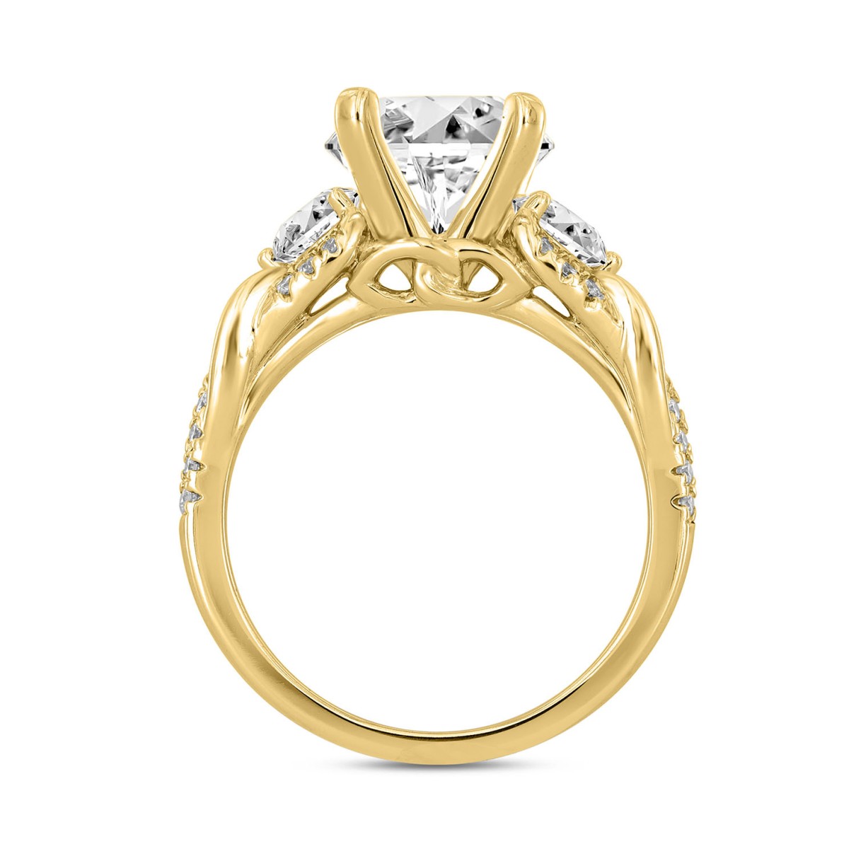 LADIES RING 4CT ROUND DIAMOND 14K YELLOW GOLD (CENTER STONE ROUND DIAMOND 3CT )