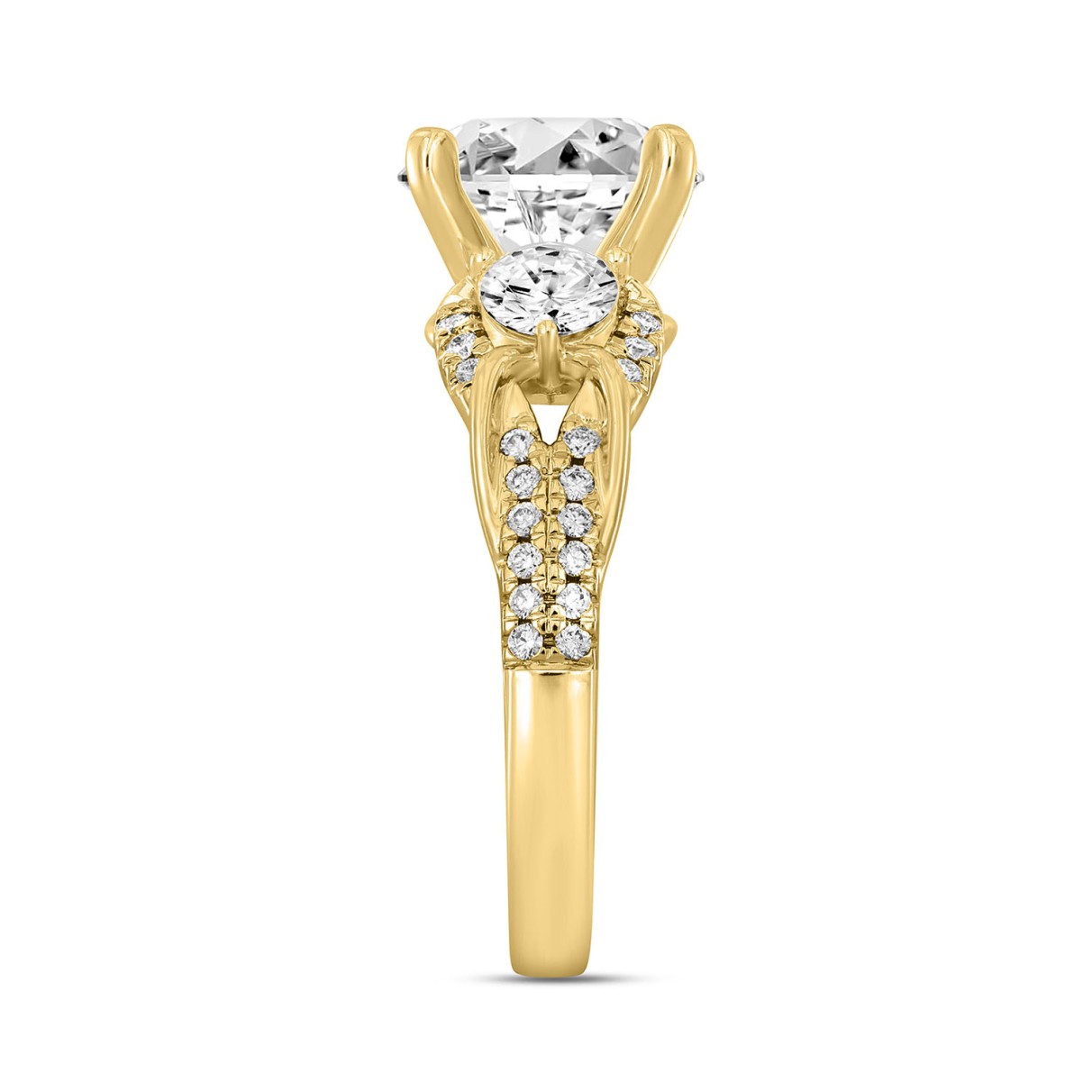 LADIES RING 4CT ROUND DIAMOND 14K YELLOW GOLD (CENTER STONE ROUND DIAMOND 3CT )