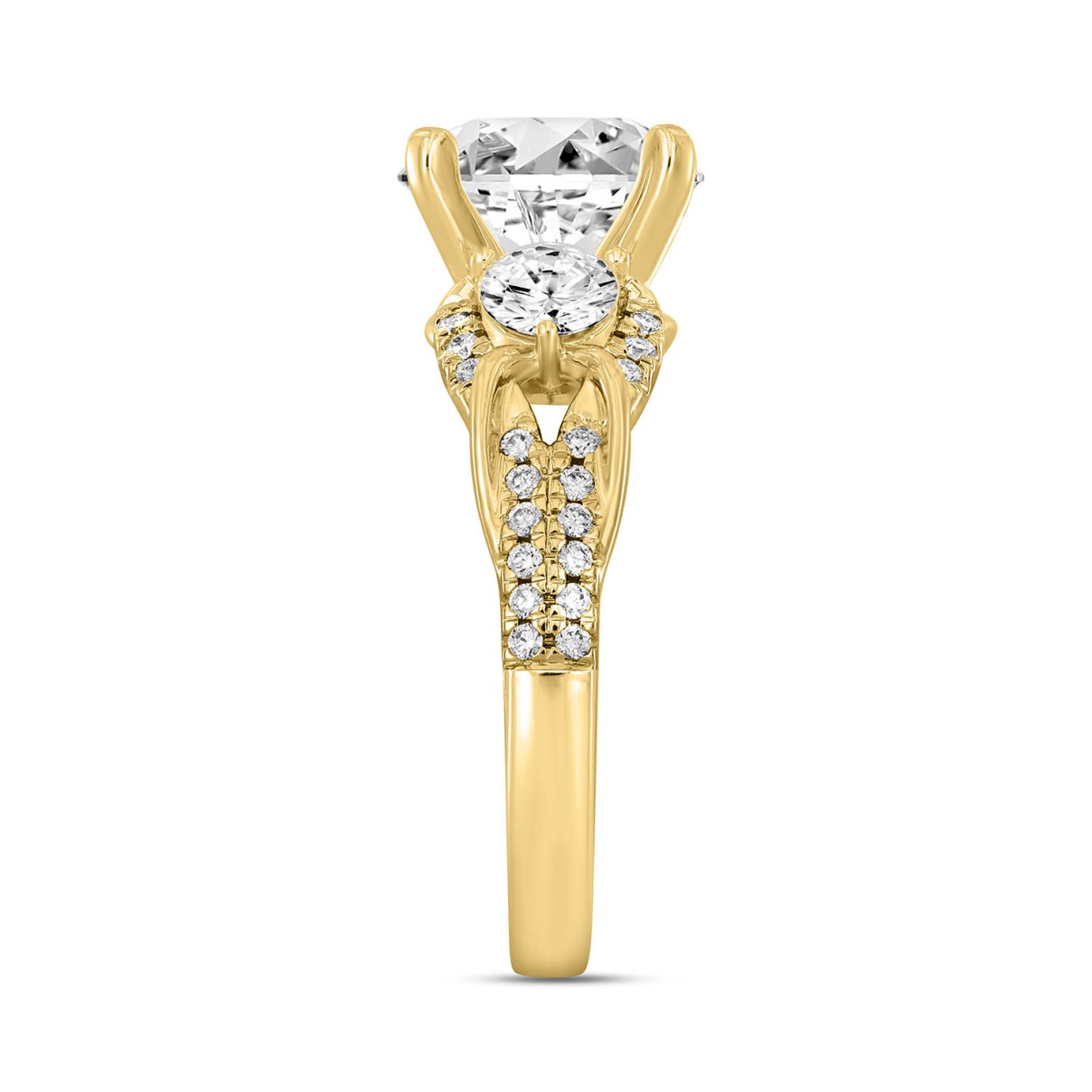 LADIES RING 4CT ROUND/OVAL DIAMOND 14K YELLOW GOLD (CENTER STONE OVAL DIAMOND 3CT )