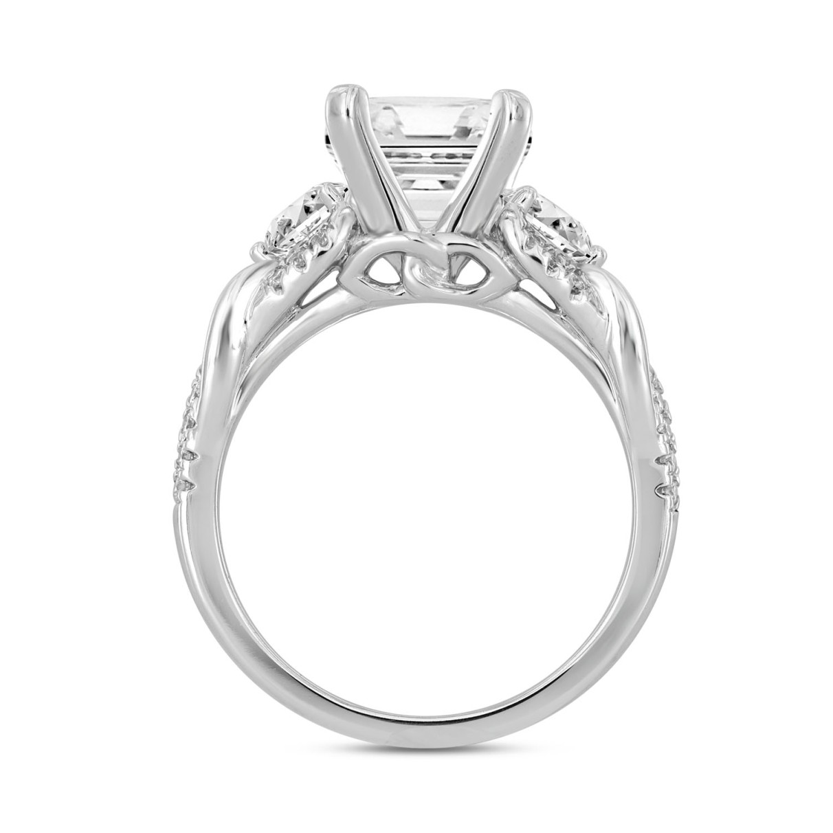 LADIES RING 4CT ROUND/CUSHION DIAMOND 14K WHITE GOLD (CENTER STONE CUSHION DIAMOND 3CT )