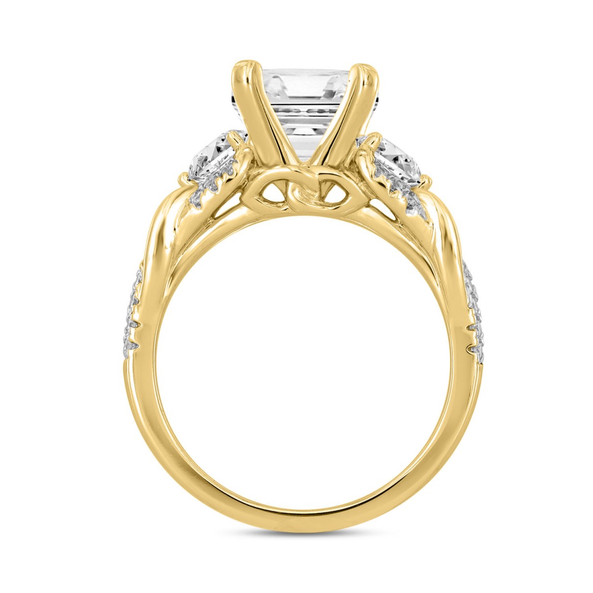 LADIES RING 4CT ROUND/CUSHION DIAMOND 14K YELLOW GOLD (CENTER STONE CUSHION DIAMOND 3CT )