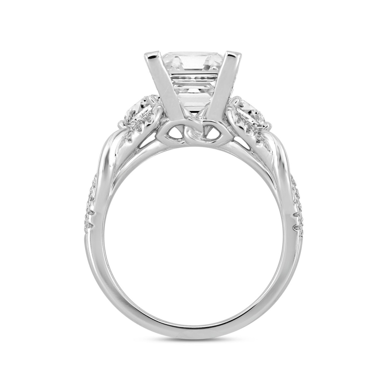 LADIES RING 5CT ROUND/PRINCESS DIAMOND 14K WHITE GOLD (CENTER STONE PRINCESS DIAMOND 4CT )