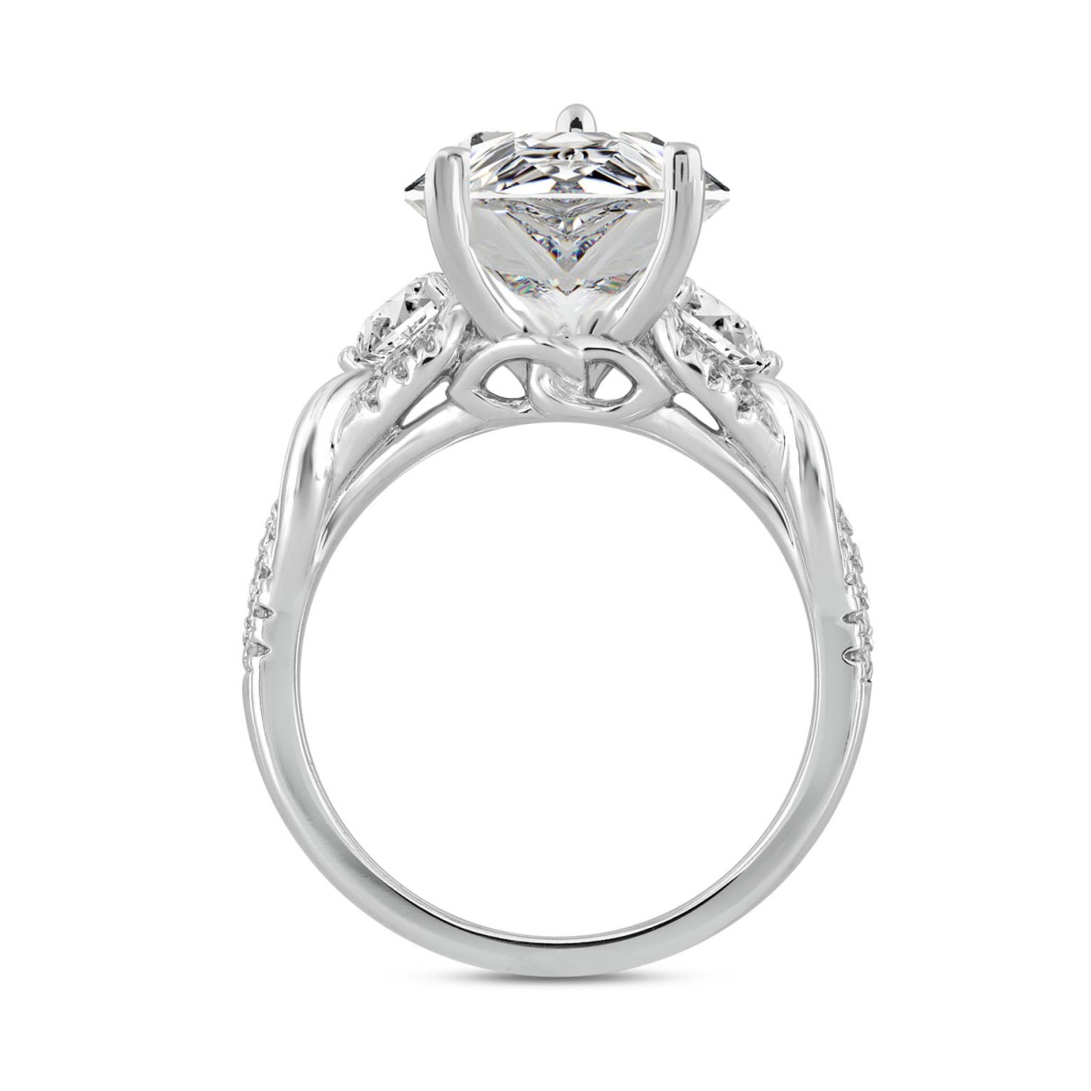 LADIES RING 4CT ROUND/PEAR DIAMOND 14K WHITE GOLD (CENTER STONE PEAR DIAMOND 3CT )