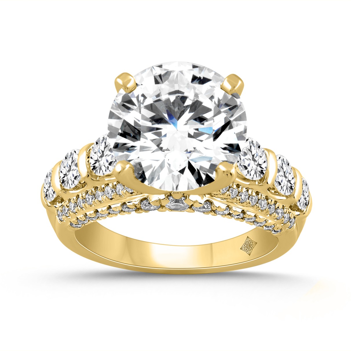 14K YELLOW GOLD 4 1/2CT ROUND DIAMOND LADIES RING ...