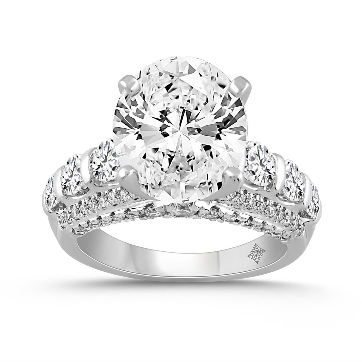 LADIES RING 6 1/2CT ROUND/OVAL DIAMOND 14K WHITE G...