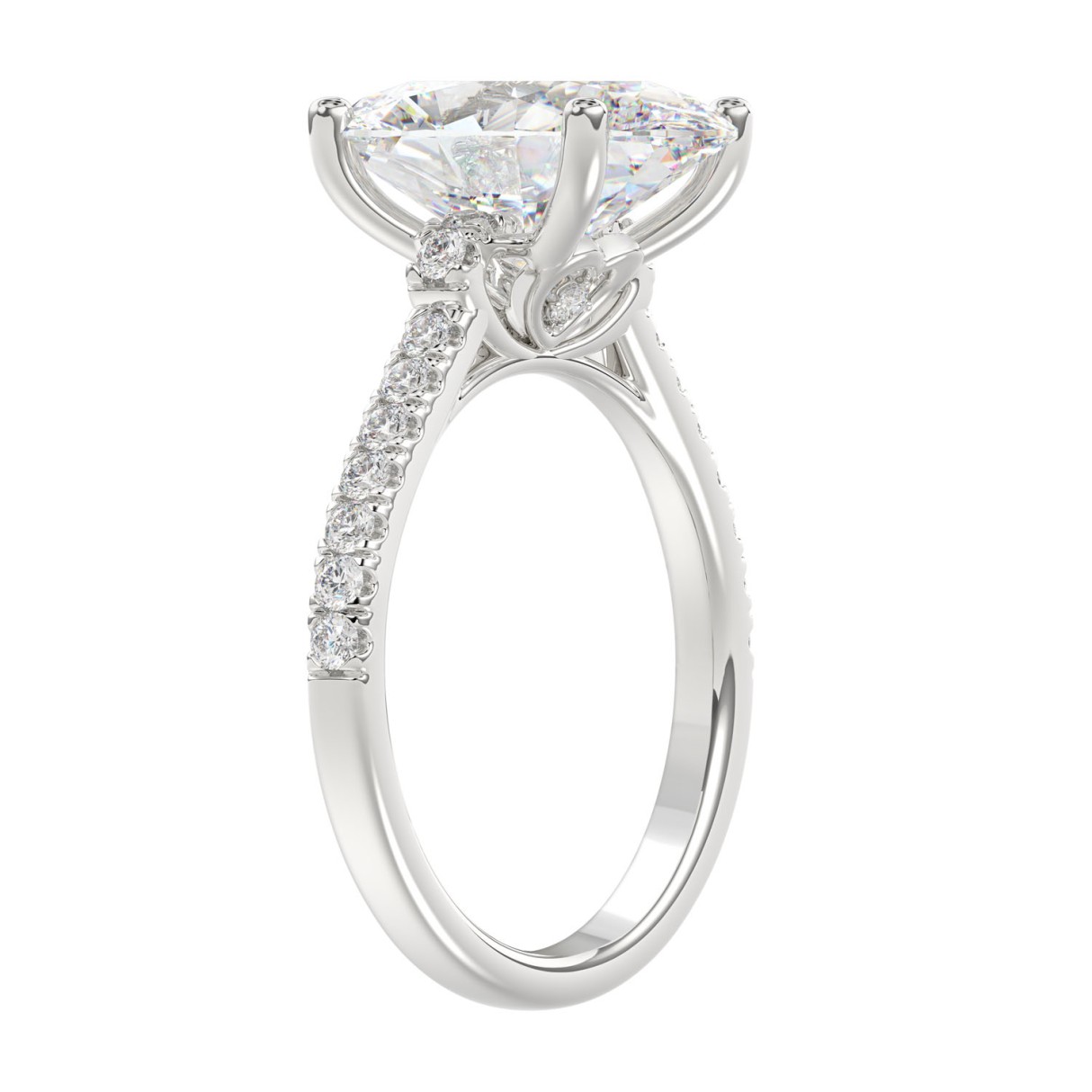 14K WHITE GOLD 4 1/2CT ROUND/OVAL DIAMOND LADIES BRIDAL SET (CENTER STONE OVAL DIAMOND 4.00CT)